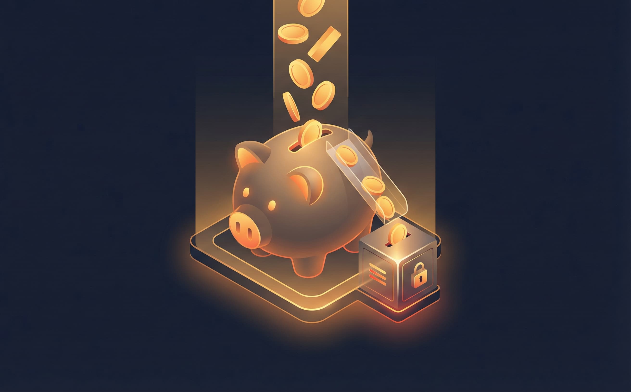 Isometric piggy bank with coins being diverted to tax box